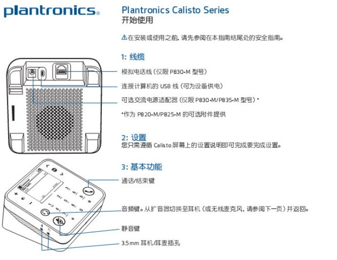 繽特力Calisto 800 系列安裝示意圖