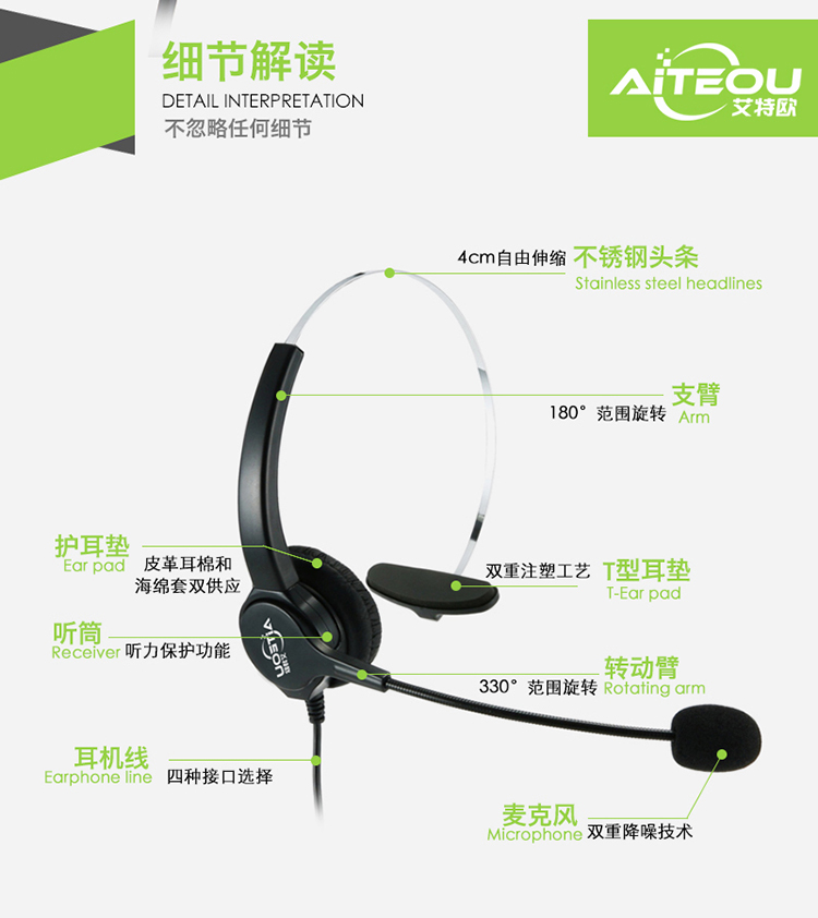 艾特歐UC300話務(wù)耳機