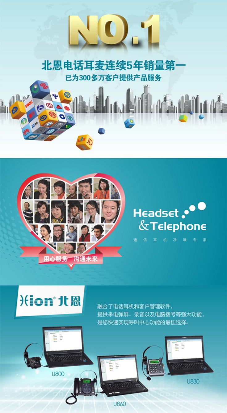 北恩Hion U860 電腦彈屏/錄音電話耳機/話務軟件電話
